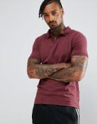 Asos Jersey Polo Shirt With Revere Collar In Muscle Fit - Red