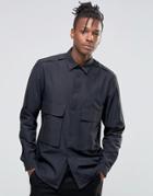 Asos Military Shirt With Double Pocket Zips In Regular Fit - Black