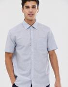 Esprit Regular Fit Short Sleeve Linen Shirt In Blue