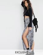 Milk It Vintage Wide Leg Pants With Wrap Front And Split Sides - Blue