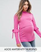 Asos Maternity Nursing Sleeve Detail Sweater - Pink