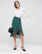 Y.a.s Ditsy Frill Skirt - Green