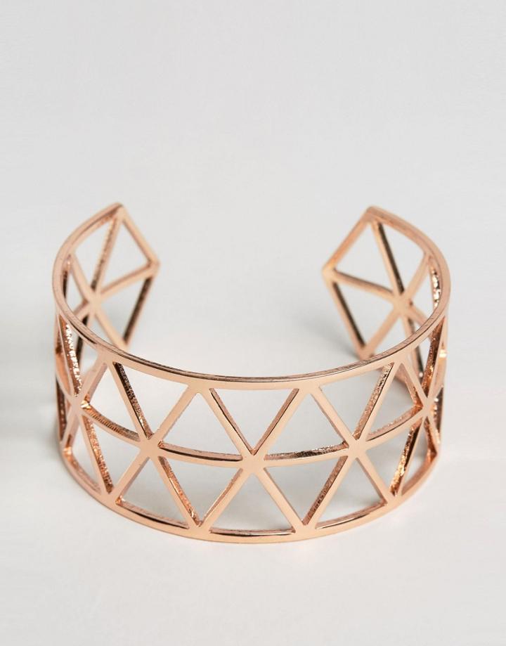 Nylon Geo Cut Out Cuff Bracelet - Gold