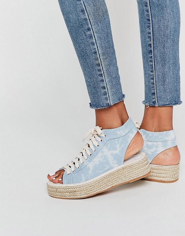 Asos Jay Chunky Lace Up Espadrilles - Chambray