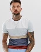 Asos Design T-shirt In Neutral Color Block - White