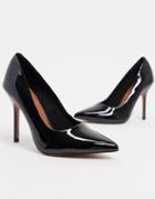 Asos Design Phoenix Pointed High Heeled Pumps In Black Patent