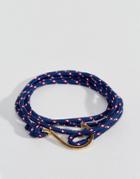 Seven London Hook Wrap Bracelet In Blue & Gold - Blue