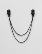 Asos Skull Collar Tips In Matte Black - Black