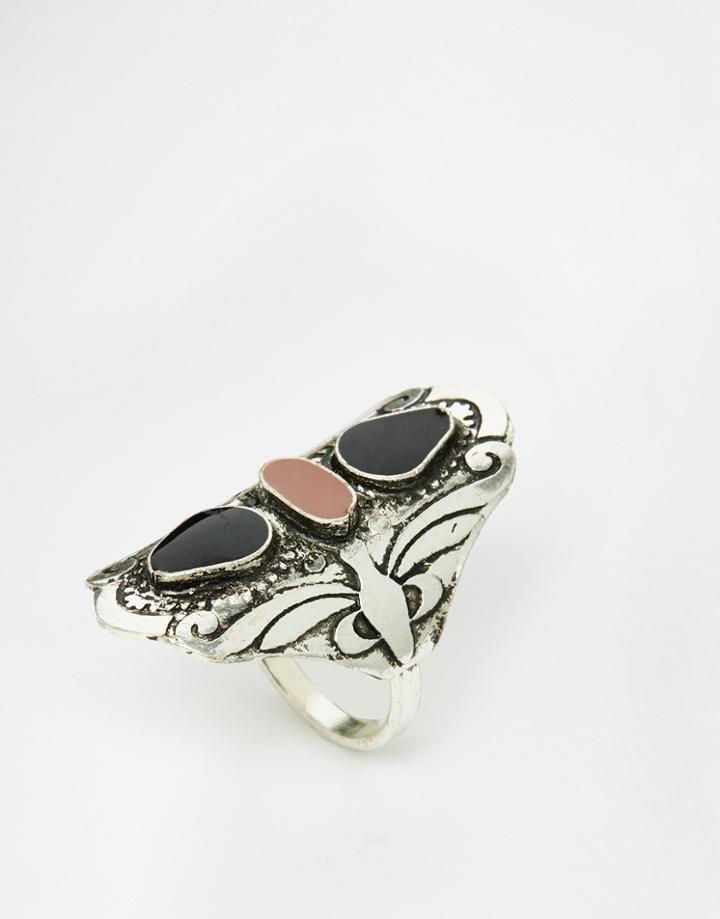 Asos Nomad Stone Ring - Burnished Silver