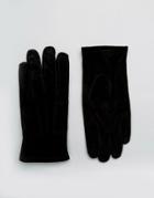 Asos Suede Gloves In Black - Black