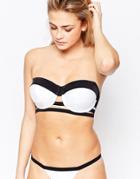 Asos Fuller Bust Mono Contrast Caged Bandeau Bikini Top Dd-g