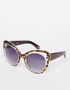 Asos Oversized Kitten Sunglasses With Composite Frame - Tort