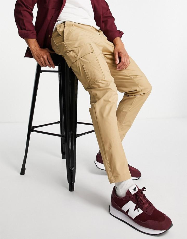 Selected Homme Cargo Pant In Slim Tapered Beige-neutral