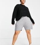 Vero Moda Curve Knit Shorts In Light Gray - Part Of A Set
