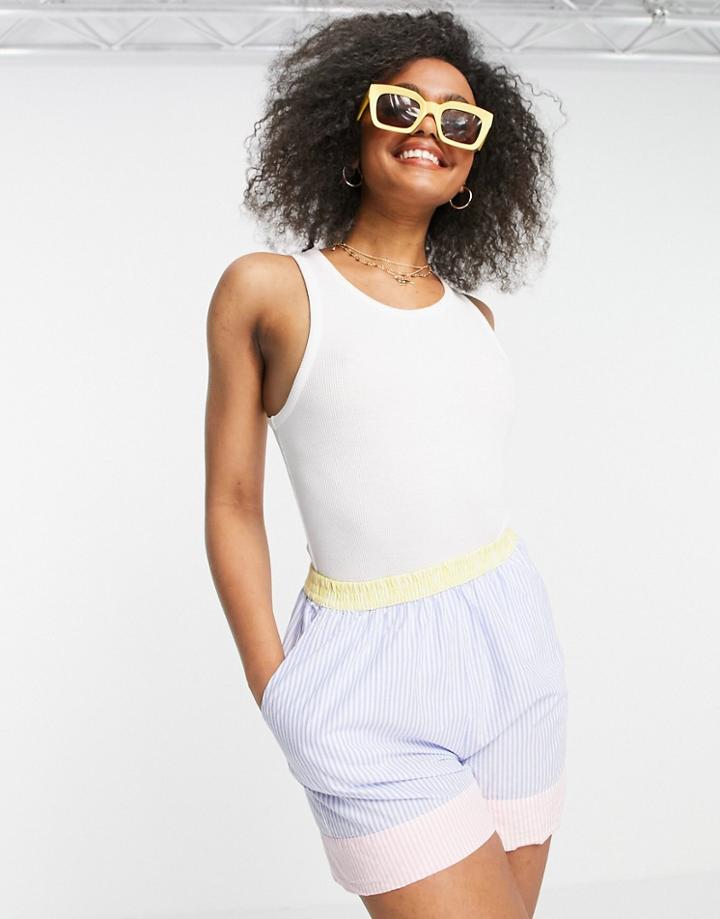 Stradivarius Woven Boxer Short Tri-set In Contrast Stripe-multi