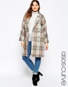 Asos Curve Oversized Coat In Heritage Check - Multi