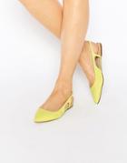 Asos Last Laugh Pointed Sling Back Ballet Flats - Yellow