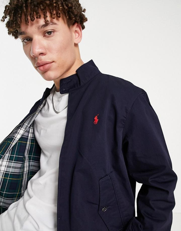 Polo Ralph Lauren Twill Baracuda Player Logo Harrington Jacket In Navy