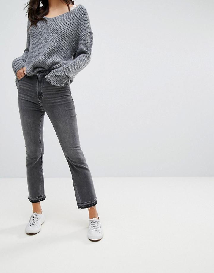 Abercrombie & Fitch Crop Flare Jean In Black Wash - Black