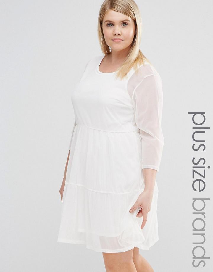 Pink Clove Tiered Ruffle Swing Dress - White