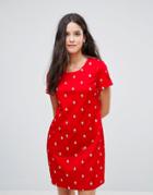 Yumi Shift Dress In Mini Boat Print - Red