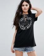 Brave Soul Tie Up T-shirt - Black
