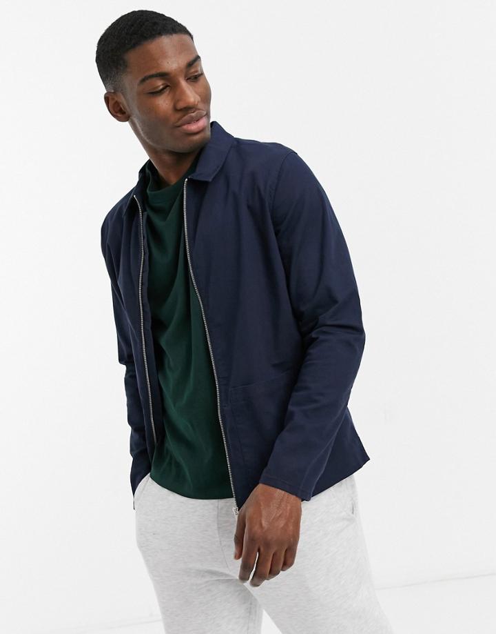 New Look Zip Through Jacket In Navy