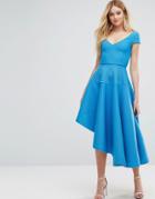 City Goddess Asymetric Capped Sleeve Dress - Green