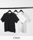 Calvin Klein 3pk T-shirts In Black White And Gray-multi