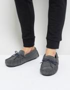 Dunlop Moccasin Slippers In Gray Suede - Gray