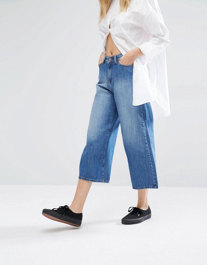 Dr Denim Likke Wide Cropped Jeans - Blue