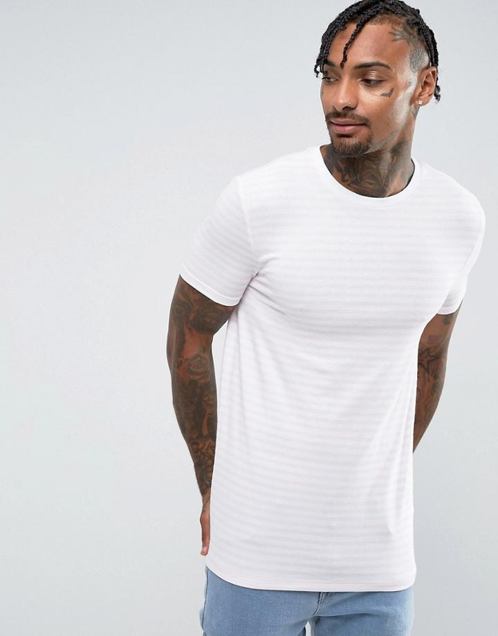 Asos Muscle Stripe T-shirt In Pink - Pink