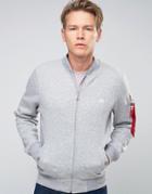 Alpha Industries Bomber Sweat Jacket In Slim Fit Gray - Gray