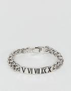 Asos Bracelet With Roman Numerals Id Design In Gunmetal - Black