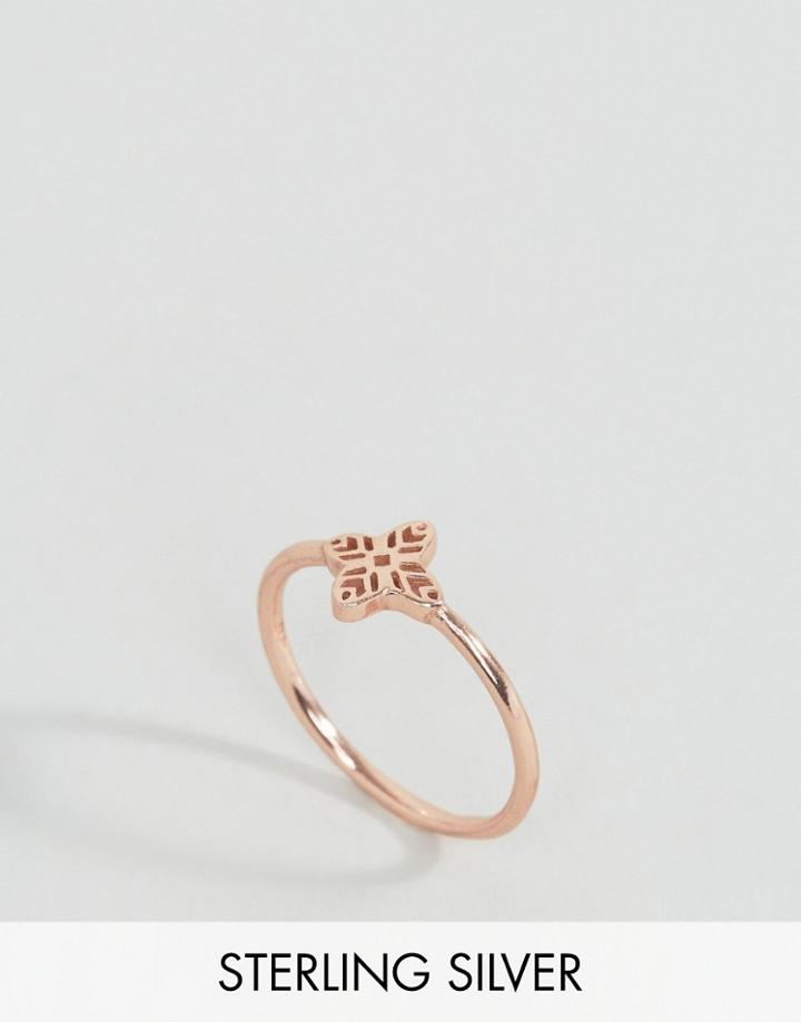 Asos Rose Gold Plated Sterling Silver Filigree Ring - Copper