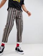 Asos Design Festival Straight Pants In Gray Geo-tribal Print With Elasticated Waist - Gray