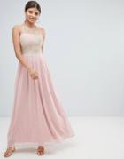 Ax Paris Tulle Maxi Dress With Embellished Detail - Pink