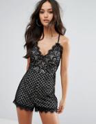 Love & Other Things Alce Trimmed Romper - Black