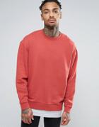 Asos Oversized Sweatshirt In Orange With Tee Hem - Orange