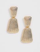 Asos Design Earrings In Woven Textured Drop Design In Gold Tone