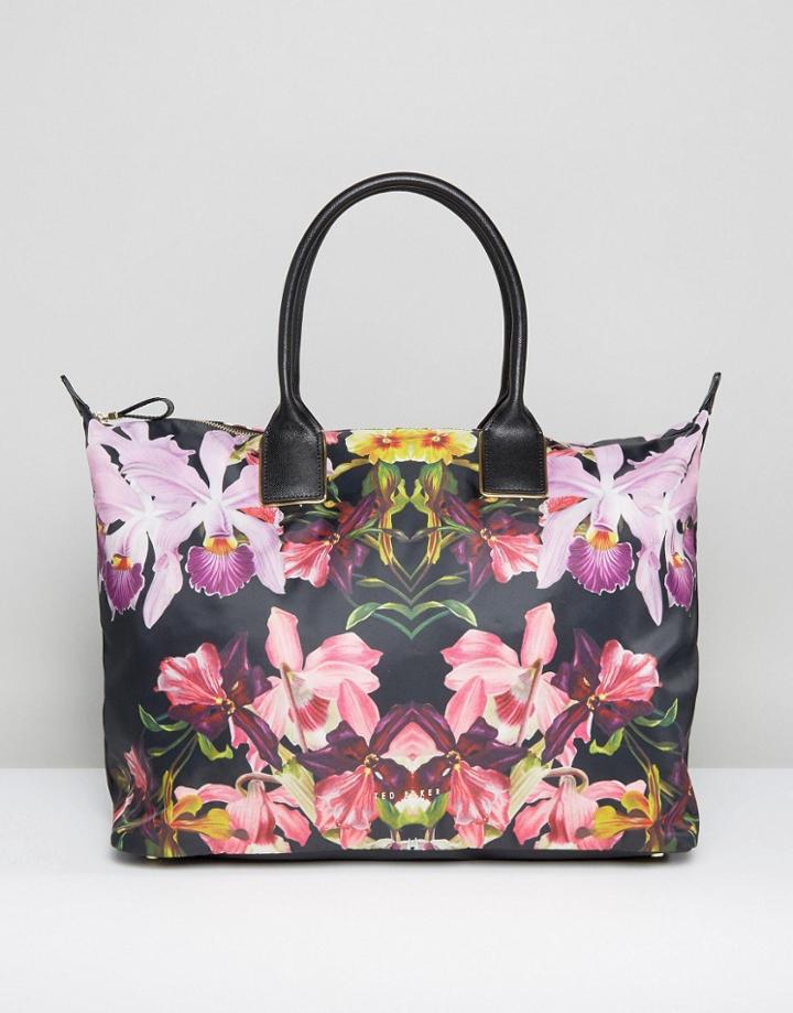 Ted Baker Floral Print Weekender Bag - Black