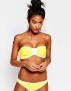 South Beach Mix And Match Zip Through Bandeau Bikini Top - Yellow