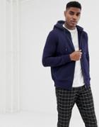 G-star Zip Up Hoodie With Hood Branding In Navy - Navy