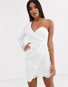 Asos Design Lace Insert Tux Blazer Mini Dress - White