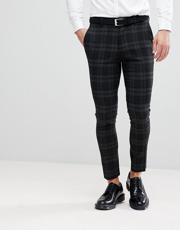 Only & Sons Skinny Suit Pants In Check - Black