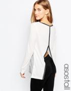 Asos Tall Color Block Top In Slouchy Rib With Split Back Detail - Multi