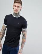Farah Groves Slim Fit Ringer T-shirt In Black - Black