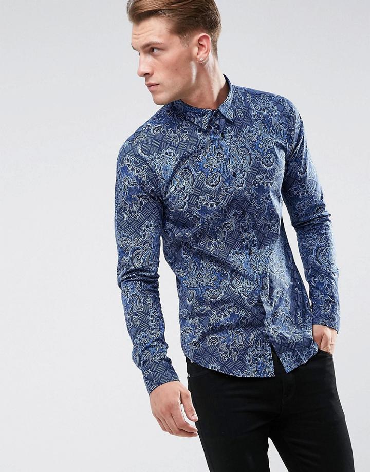 Scotch And Soda Paisley Shirt - Blue