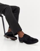 Boohooman Velvet Embossed Shoe In Black - Black
