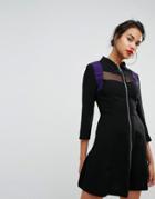 Morgan Mesh Panel Zip Front Dress